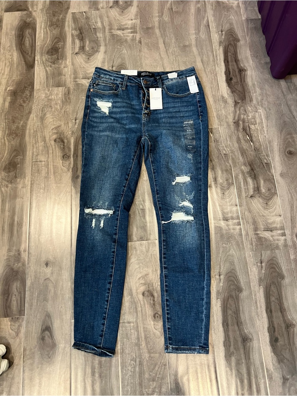 Judy Blue Dark Blue Distressed Skinny Jeans